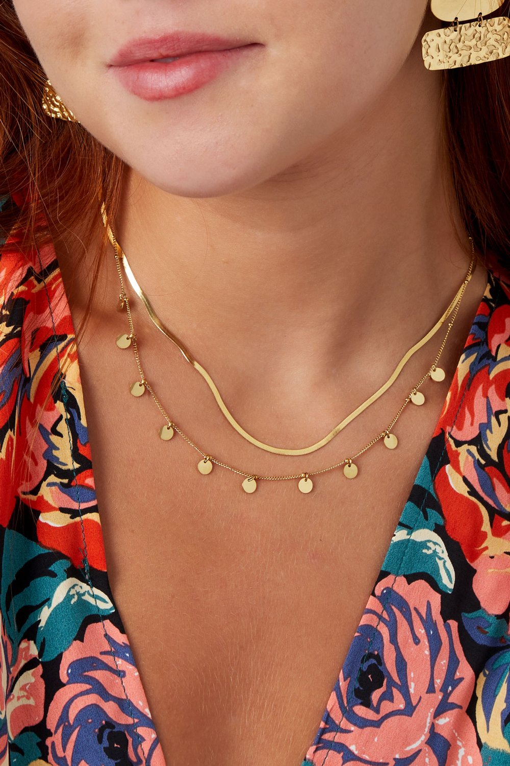 necklace double layer circles h5Picture3